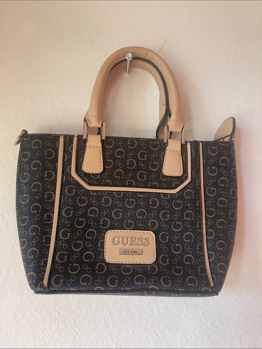 GUESS Black & Tan Signature Satchel